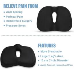 Kelvenix Orthopaedic Chair Seat Cushion in Black - Size: 100 cm x 190 cm - thumbnail 5