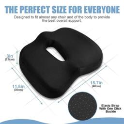 Kelvenix Orthopaedic Chair Seat Cushion in Black - Size: 100 cm x 190 cm - thumbnail 2