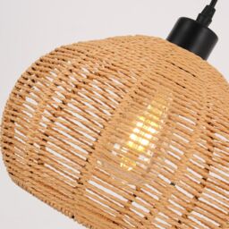 Garwarm 1 - Light Rattan Farmhouse Bohemian Single Globe Pendant in Bronze - thumbnail 3