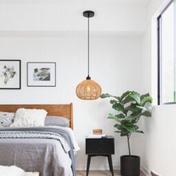 Garwarm 1 - Light Rattan Farmhouse Bohemian Single Globe Pendant in Bronze - thumbnail 4