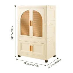 Living and Home 2 Tier Folding Wardrobe Storage Bins with Doors in Cream - thumbnail 6