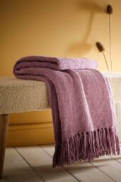 Appletree 'Chenille Throw' Textured Throw in Purple - Size: 130 cm x 180 cm - thumbnail 1