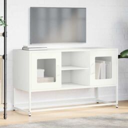 Berkfield Home TV Cabinet White 100.5x39x60.5 cm Steel - thumbnail 4