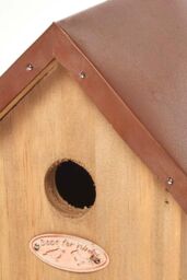 Homescapes Wooden Blue Tit Bird Box House with Copper Roof in Brown - thumbnail 5