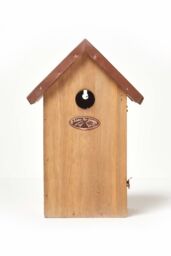 Homescapes Wooden Blue Tit Bird Box House with Copper Roof in Brown - thumbnail 4