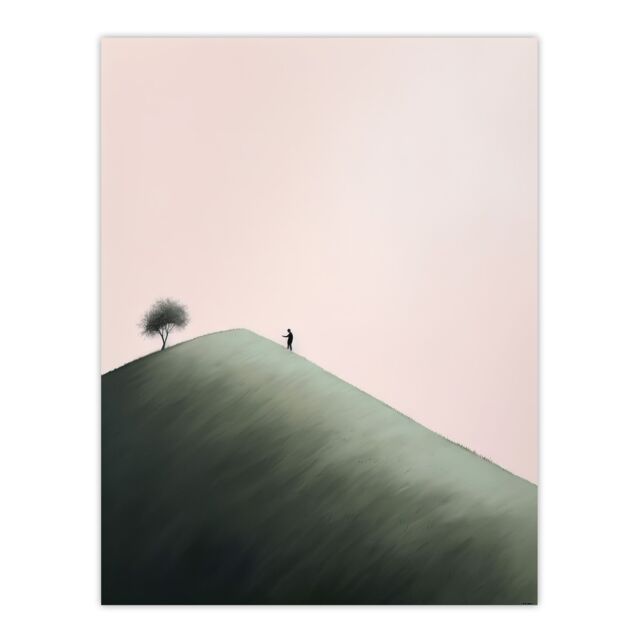 Artery8 Wall Art Print The Mountain Climb By Amy Denver Minimalist Soft Pastel Pink & Green Minimalism Simple Modern Artwork Poster - image 1