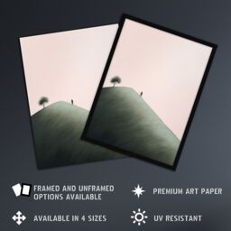 Artery8 Wall Art Print The Mountain Climb By Amy Denver Minimalist Soft Pastel Pink & Green Minimalism Simple Modern Artwork Poster - thumbnail 2