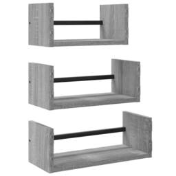 Berkfield Home Spacious 3 Piece Wall Shelf Set with Bars Grey Sonoma Engineered wood - thumbnail 6
