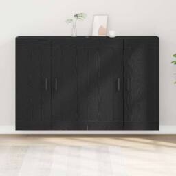 Berkfield Home Wall Mounted Cabinets 2 pcs Black Oak Engineered Wood - thumbnail 4