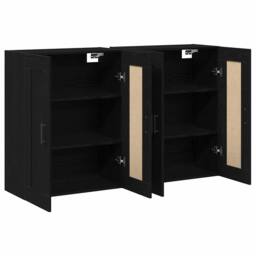 Berkfield Home Wall Mounted Cabinets 2 pcs Black Oak Engineered Wood - thumbnail 5