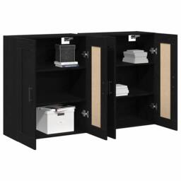 Berkfield Home Wall Mounted Cabinets 2 pcs Black Oak Engineered Wood - thumbnail 1