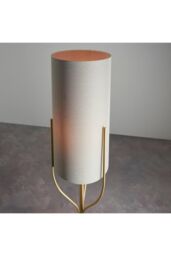 Netlighting Fraser Base & Shade Floor Lamp Satin Brass Plate Natural Linen Mix Fabric in Gold - thumbnail 5