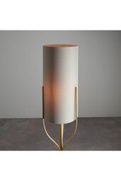 Netlighting Fraser Base & Shade Floor Lamp Satin Brass Plate Natural Linen Mix Fabric in Gold - thumbnail 4