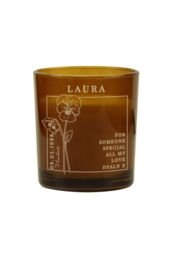 Personalised Memento Company Personalised February Birth Flower Amber Glass Candle - thumbnail 1