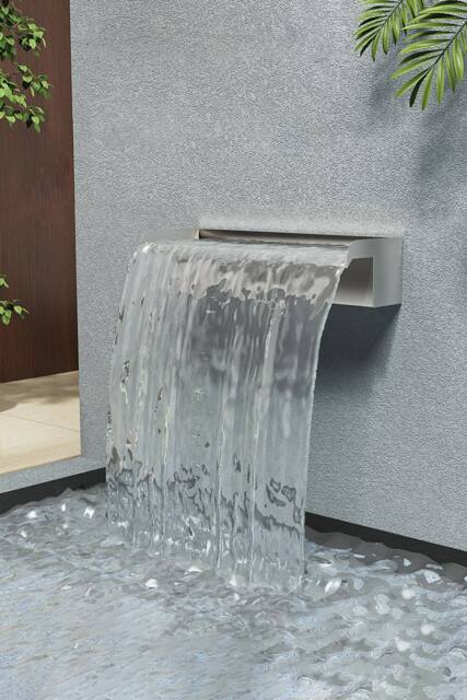 Living and Home 40cmW Back Entry Stainless Steel Wall-Mounted Water Blade Waterfall Pool Garden in Silver - image 1