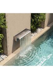 Living and Home 40cmW Back Entry Stainless Steel Wall-Mounted Water Blade Waterfall Pool Garden in Silver - thumbnail 6