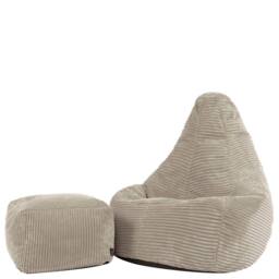 icon Kids Bean Bag Recliner & Footstool Bundle, Jumbo Cord in Stone - Size: Medium - thumbnail 3