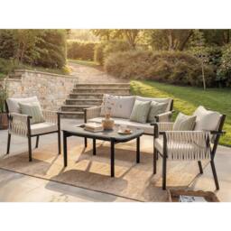 Solace+Co Kalina 4 Piece Garden Sofa Set with Coffee Table Brown in Grey
