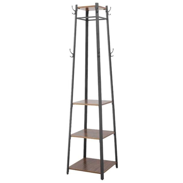 Havendro 180cm Corner Coat Stand 4 Storage Shelves in Black - image 1