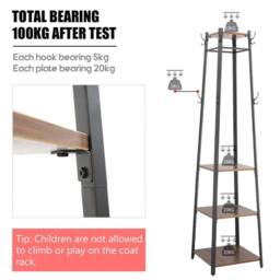 Havendro 180cm Corner Coat Stand 4 Storage Shelves in Black - thumbnail 3