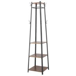 Havendro 180cm Corner Coat Stand 4 Storage Shelves in Black - thumbnail 1