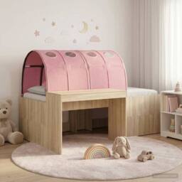 Berkfield Home Bed Frame with Tunnel 3 pcs Sonoma Oak & Pink Engineered Wood in Brown