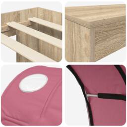 Berkfield Home Bed Frame with Tunnel 3 pcs Sonoma Oak & Pink Engineered Wood in Brown - thumbnail 9