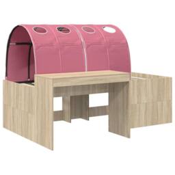 Berkfield Home Bed Frame with Tunnel 3 pcs Sonoma Oak & Pink Engineered Wood in Brown - thumbnail 3