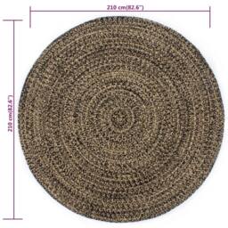 Berkfield Home Handmade Rug Jute Black & Brown 210 cm - Size: 100 cm diameter - thumbnail 5