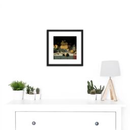 Artery8 Van Dijck Still Life With Cheese 8X8 Inch Square Wooden Framed Wall Art Print Picture with Mount in Black - thumbnail 2