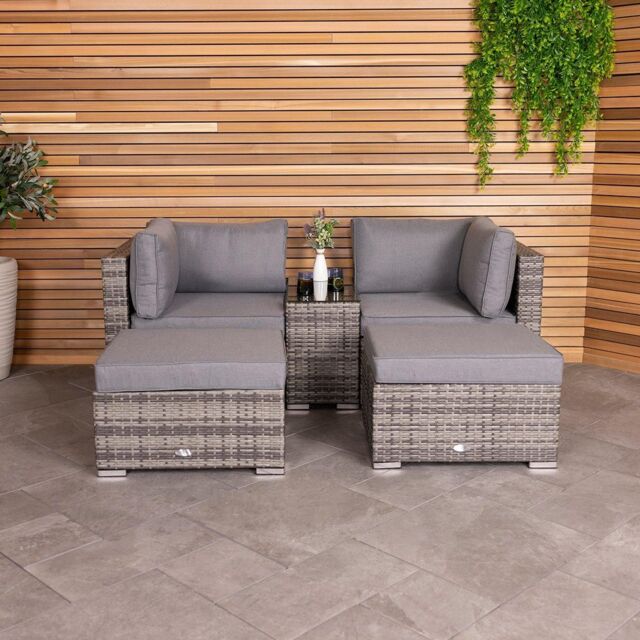 Charles Bentley Multifunctional Contemporary Rattan Lounge Set - Natural / Grey - image 1
