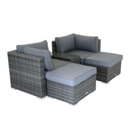 Charles Bentley Multifunctional Contemporary Rattan Lounge Set - Natural / Grey - thumbnail 6