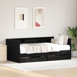 Berkfield Home Black Oak Daybed with Drawers Black oak Engineered wood
