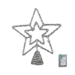 Samuel Alexander Battery Powered Silver Star Tree Topper with Blue Multi-Action LEDs - thumbnail 1