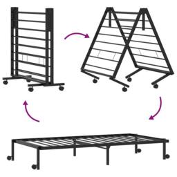 Berkfield Home Bed Frame without Mattress Foldable Black 100x190 cm Steel - thumbnail 9