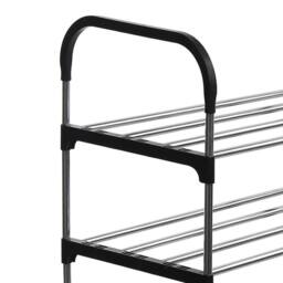 Kelvenix 3 Tier Metal Shoe Rack Storage Organiser Stand in Black - Size: 0.6m2 - thumbnail 4