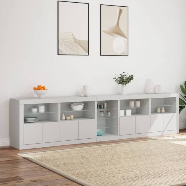 Berkfield Home Sideboard with LED Lights White 283x37x67 cm - Size: 283 x 37 x 67 cm - image 1
