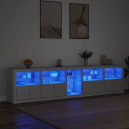 Berkfield Home Sideboard with LED Lights White 283x37x67 cm - Size: 283 x 37 x 67 cm - thumbnail 3