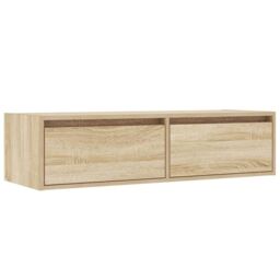 Berkfield Home TV Cabinet with LED Lights Sonoma Oak 100X35.5x25 cm in Brown - thumbnail 6