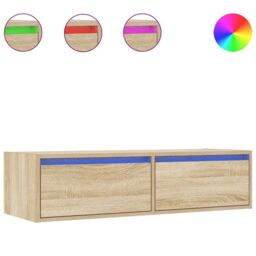Berkfield Home TV Cabinet with LED Lights Sonoma Oak 100X35.5x25 cm in Brown - thumbnail 2