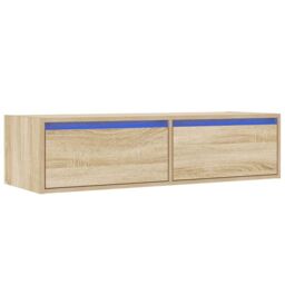 Berkfield Home TV Cabinet with LED Lights Sonoma Oak 100X35.5x25 cm in Brown - thumbnail 3