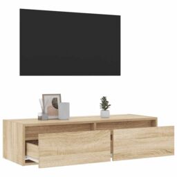 Berkfield Home TV Cabinet with LED Lights Sonoma Oak 100X35.5x25 cm in Brown - thumbnail 5