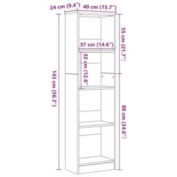 Berkfield Home Bookcase Black Oak 40x24x143 cm Engineered Wood - Size: 40 x 24 x 143 cm - thumbnail 9