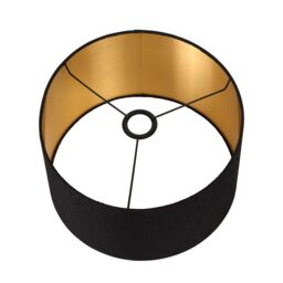 Ruma Black Slubbed Faux Silk Gold Lined Cylinder Shade for Floor Lamp - Size: 14 inches - thumbnail 4