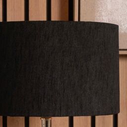 Ruma Black Slubbed Faux Silk Gold Lined Cylinder Shade for Floor Lamp - Size: 14 inches - thumbnail 2