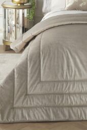 Laurence Llewelyn-Bowen 'Chic' Luxury Soft Velvet Frame Stitched Warm & Cosy Bedspread in Light Grey - thumbnail 2