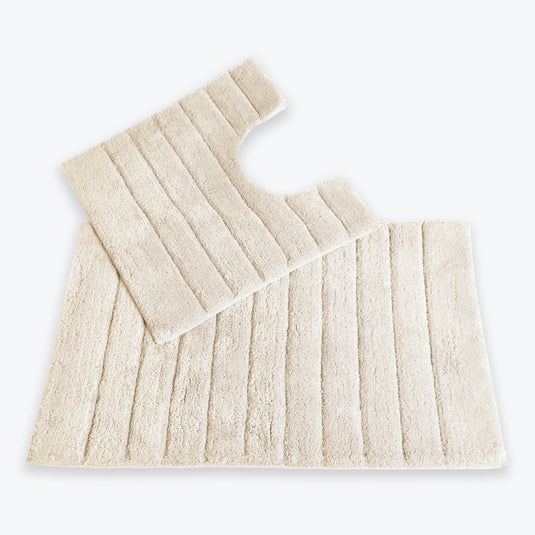Allure Bath Fashions Ribbed Two Piece Bath Mat & Toilet Mat Set in Cream - image 1