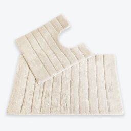 Allure Bath Fashions Ribbed Two Piece Bath Mat & Toilet Mat Set in Cream
