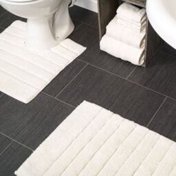 Allure Bath Fashions Ribbed Two Piece Bath Mat & Toilet Mat Set in Cream - thumbnail 2