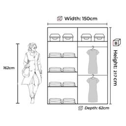 MN Furniture Reno 2 Sliding Door Wardrobe with Mirror & LED Light W150 x H217cm in Taupe - thumbnail 3